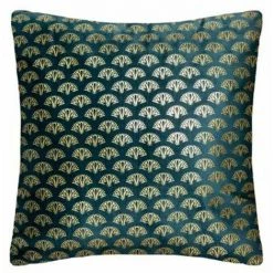 ATMOSPHERA, CRŽATEUR D'INTŽRIEUR Coussin Déhoussable Velours "Tropicor" 40x40cm Bleu