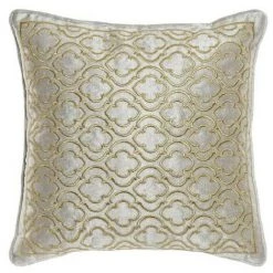 BRICOMARTEAU Coussin DKD Home Decor 8424001850365 Doré Polyester Velours Aluminium Ivoire (45 X 10 X 45 Cm)