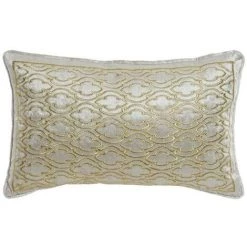 BRICOMARTEAU Coussin DKD Home Decor 8424001850372 Doré Polyester Velours Aluminium Ivoire (50 X 10 X 30 Cm)