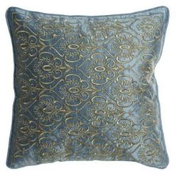 BRICOMARTEAU Coussin DKD Home Decor 8424001850389 Bleu Doré Polyester Velours Aluminium (45 X 10 X 45 Cm)