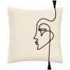 ATMOSPHERA, CRÉATEUR D'INTÉRIEUR Housse De Coussin 40x40 Cm Visage Corde Coton - Blanc