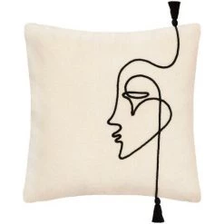 ATMOSPHERA, CRÉATEUR D'INTÉRIEUR Housse De Coussin 40x40 Cm Visage Corde Coton - Blanc