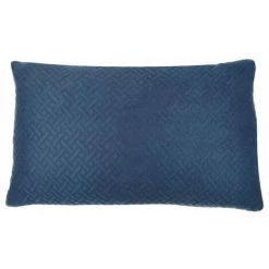 RIDEAUDISCOUNT Housse De Coussin 30 X 50 Cm Déhoussable Toucher Doux Motif Géométrique Estampillé Bleu - Bleu