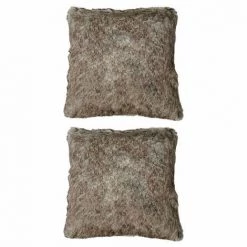 MEUBLETMOI Lot 2 Coussins Fausse Fourrure - VICTOR - Marron