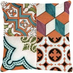 Doge Milano Coussin Avec Impression Numérique, 100% Made In Italy, Coussin De Canapé Décoratif, Amovible Et Lavable, Modèle Maiolica - Jill, 40x40x5 Cm