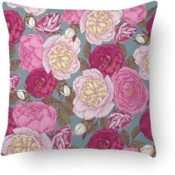 Doge Milano Coussin Avec Impression Numérique, 100% Made In Italy, Coussin De Canapé Décoratif, Amovible Et Lavable, Modèle Fleurs - Katie, Cm 40x40x5