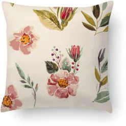 Doge Milano Coussin Avec Impression Numérique, 100% Made In Italy, Coussin De Canapé Décoratif, Amovible Et Lavable, Modèle Fleurs - Kolour, Cm 40x40x5