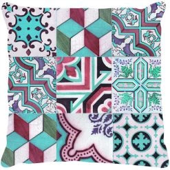 Doge Milano Coussin Avec Impression Numérique, 100% Made In Italy, Coussin De Canapé Décoratif, Amovible Et Lavable, Maiolica - Modèle Jillian, 40x40x5 Cm