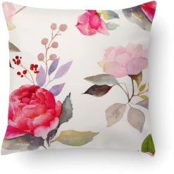 Doge Milano Coussin Avec Impression Numérique, 100% Made In Italy, Coussin De Canapé Décoratif, Amovible Et Lavable, Modèle Fleurs - Krista, Cm 40x40x5
