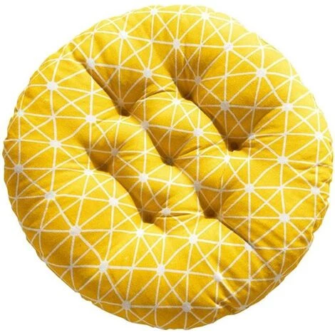 GUAZHUNIFR Coussin De Chaise Imprimé Doux Classe Bureau Galette De Chaise 30*30cm Rond-Triangle Multicolore(jaune) 2 GUAZHUNIFR Coussin De Chaise Imprimé Doux Classe Bureau Galette De Chaise 30*30cm Rond-Triangle Multicolore(jaune) – Image 2