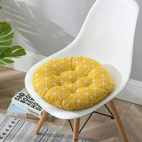 GUAZHUNIFR Coussin De Chaise Imprimé Doux Classe Bureau Galette De Chaise 30*30cm Rond-Triangle Multicolore(jaune) 3 GUAZHUNIFR Coussin De Chaise Imprimé Doux Classe Bureau Galette De Chaise 30*30cm Rond-Triangle Multicolore(jaune) – Image 3