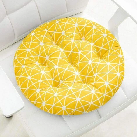 GUAZHUNIFR Coussin De Chaise Imprimé Doux Classe Bureau Galette De Chaise 30*30cm Rond-Triangle Multicolore(jaune) 4 GUAZHUNIFR Coussin De Chaise Imprimé Doux Classe Bureau Galette De Chaise 30*30cm Rond-Triangle Multicolore(jaune) – Image 4