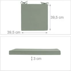 Relaxdays Galette De Chaise En Lot De 4, 39,5 X 39,5 Cm, Coussins Avec Bandes, Intérieur Et Extérieur, Polyester, Gris -France Coussin et housse de coussin Soldes Boutique 42214392 5