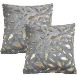 GUAZHUNIFR Housse De Coussin Peluches Avec Plumes Motifs, Dans La Chambre Taie D'oreiller Ultra Douce Pour Canapé Lit Décoration D’intérieur, 45x45cm, Ensemble De 2 Pièces(Gris)