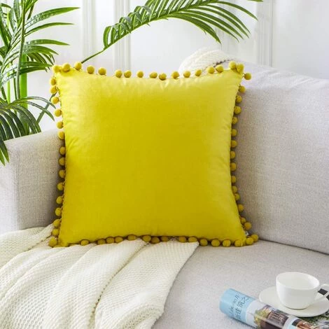 Lot De 2 Housses De Coussin Decoration Chambre Doux Carré En Velours Couleur Unie Housses De Canapé Avec Les Ballons Moderne Pour Salon, 45x45cm GrooFoo (Citron) 2 Lot De 2 Housses De Coussin Decoration Chambre Doux Carré En Velours Couleur Unie Housses De Canapé Avec Les Ballons Moderne Pour Salon, 45x45cm GrooFoo (Citron) – Image 2