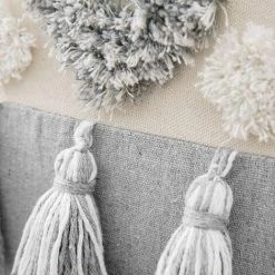 BEARSU Housse De Coussin Tissée à Franges Style Bohème -Blanc/Gris, Coton, Pompon De , 45x45cm 7 BEARSU Housse De Coussin Tissée à Franges Style Bohème -Blanc/Gris, Coton, Pompon De , 45x45cm -France Coussin et housse de coussin Soldes Boutique 42802311 3