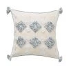 BEARSU Housse De Coussin Tissée à Franges Style Bohème -Blanc/Gris, Coton, Diamant.45x45cm