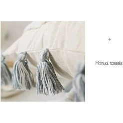 BEARSU Housse De Coussin Tissée à Franges Style Bohème -Blanc/Gris, Coton, Diamant.45x45cm 8 BEARSU Housse De Coussin Tissée à Franges Style Bohème -Blanc/Gris, Coton, Diamant.45x45cm -France Coussin et housse de coussin Soldes Boutique 42802326 4