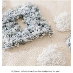 BEARSU Housse De Coussin Tissée à Franges Style Bohème -Blanc/Gris, Coton, Diamant.45x45cm 9 BEARSU Housse De Coussin Tissée à Franges Style Bohème -Blanc/Gris, Coton, Diamant.45x45cm -France Coussin et housse de coussin Soldes Boutique 42802326 5