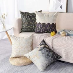 BEARSU Lot DE 4 Housse De Coussin, Polyester Et Lin Décoratif Taie D'oreiller Canapé Voiture Maison Décor Housses De Coussin 45 X 45 Cm (Marbre) -France Coussin et housse de coussin Soldes Boutique 42802339 3