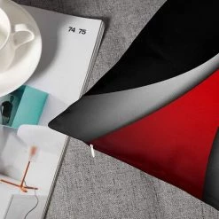 GUAZHUNIFR Coussin, Housses De Coussin-Moderne-Rayures Rouges-Grises-En Acrylique Grasse-Grises-Décoratives-Carré-45 X 45 Cm Guazhuni 4 Pièces -France Coussin et housse de coussin Soldes Boutique 42834903 5