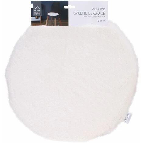 TOILINUX Lot De 6 Galettes De Chaises Rondes En Fausse Fourrure - Diamètre 34 Cm - Ecru - Diamètre 34, Epaisseur 2 Cm - Beige 2 TOILINUX Lot De 6 Galettes De Chaises Rondes En Fausse Fourrure - Diamètre 34 Cm - Ecru - Diamètre 34, Epaisseur 2 Cm - Beige – Image 2