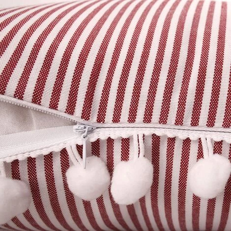 BARES Taie D'oreiller Décorative Rouge Et Blanche De 18x18 Pouces Avec Taie D'oreiller à Rayures à Rayures Pour Canapé-lit 5 BARES Taie D'oreiller Décorative Rouge Et Blanche De 18x18 Pouces Avec Taie D'oreiller à Rayures à Rayures Pour Canapé-lit – Image 5