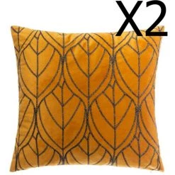 Lot De 2 Coussins En Velours Ocre - L. 40 X L. 40 Cm -PEGANE-