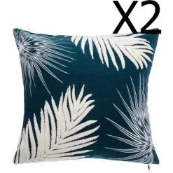 Lot De 2 Coussins En Polyester Bleu Canard - L. 40 X L. 40 Cm -PEGANE-