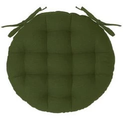 Lot De 6 Galettes De Chaise Rondes Coloris Vert Kaki En Coton - Diamètre 40 X Hauteur 6,5 Cm -PEGANE-