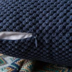 HANBING Lot De 2 Housses De Coussin Granulés Ananas Doux Solide Décoratif Carré Taies D'oreiller Coussins Pour Canapé Chambre Voiture 20 "x20", 50 X 50 Cm Bleu Foncé -France Coussin et housse de coussin Soldes Boutique 43594051 3