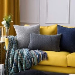 HANBING Lot De 2 Housses De Coussin Granulés Ananas Doux Solide Décoratif Carré Taies D'oreiller Coussins Pour Canapé Chambre Voiture 12 "x20", 30 X 50 Cm Gris Foncé -France Coussin et housse de coussin Soldes Boutique 43594321 4