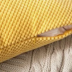 HANBING Lot De 2 Housses De Coussin Granulés Ananas Doux Solide Décoratif Carré Taies D'oreiller Coussins Pour Canapé Chambre Voiture 18 "x18", 45 X 45 Cm Jaune Citron -France Coussin et housse de coussin Soldes Boutique 43594334 3