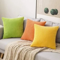 HANBING Lot De 2 Housses De Coussin Granulés Ananas Doux Solide Décoratif Carré Taies D'oreiller Coussins Pour Canapé Chambre Voiture 18 "x18", 45 X 45 Cm Jaune Citron -France Coussin et housse de coussin Soldes Boutique 43594334 5