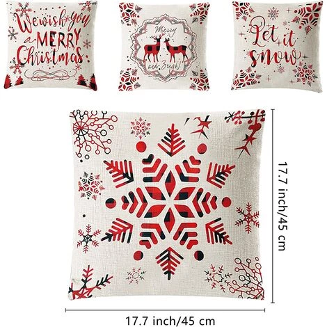 PERLE RARE Coussin De Noël, 4pcs Taie D'oreiller En Lin, Taie D'oreiller, Taie Oreiller Noël, Modèle D'élan Et De Flocon De Neige, Christmas Pillow Covers, Pour Décoration De Noël 2 PERLE RARE Coussin De Noël, 4pcs Taie D'oreiller En Lin, Taie D'oreiller, Taie Oreiller Noël, Modèle D'élan Et De Flocon De Neige, Christmas Pillow Covers, Pour Décoration De Noël – Image 2