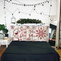 PERLE RARE Coussin De Noël, 4pcs Taie D'oreiller En Lin, Taie D'oreiller, Taie Oreiller Noël, Modèle D'élan Et De Flocon De Neige, Christmas Pillow Covers, Pour Décoration De Noël 6 PERLE RARE Coussin De Noël, 4pcs Taie D'oreiller En Lin, Taie D'oreiller, Taie Oreiller Noël, Modèle D'élan Et De Flocon De Neige, Christmas Pillow Covers, Pour Décoration De Noël -France Coussin et housse de coussin Soldes Boutique 43632687 3