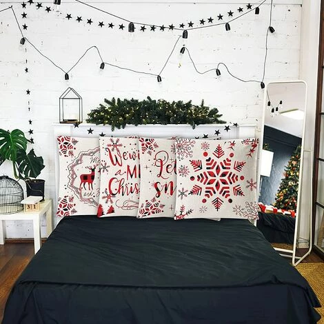 PERLE RARE Coussin De Noël, 4pcs Taie D'oreiller En Lin, Taie D'oreiller, Taie Oreiller Noël, Modèle D'élan Et De Flocon De Neige, Christmas Pillow Covers, Pour Décoration De Noël 3 PERLE RARE Coussin De Noël, 4pcs Taie D'oreiller En Lin, Taie D'oreiller, Taie Oreiller Noël, Modèle D'élan Et De Flocon De Neige, Christmas Pillow Covers, Pour Décoration De Noël – Image 3