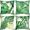 ELLE Lot De 4 Housses De Coussin Décoratives En Coton Et Lin, (Green, 45X45cm)