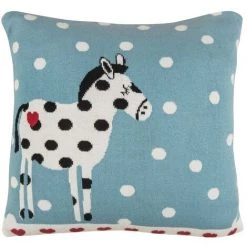 TRANQUILLO Housse De Coussin En Coton Bio 35 X 35 Cheval à Pois Bleu - Bleu