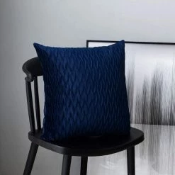 ELLE Housse De Coussin Velours 45*45cm Adaptée Pour Salon Canapé Chambre Décoration Bleu Foncé -France Coussin et housse de coussin Soldes Boutique 43637374 4