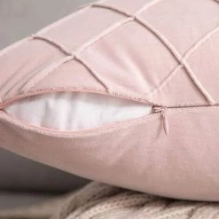 ELLE Ensemble De Décoration De Noël Ensemble De 2 Pièces De Housse De Coussin En Velours à Mailles Convexes Taie D'oreiller Carrée Style Européen Salon Canapé Décoration De La Maison Rose Crevette 30x50cm -France Coussin et housse de coussin Soldes Boutique 43659854 4