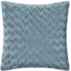 Atmosphera - Coussin Fourrure Bouclée Bleu Orage 45 X 45 Cm - Bleu Orage