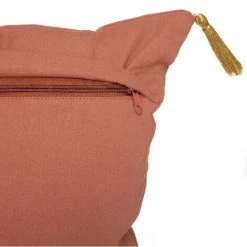 Atmosphera - Housse De Coussin Feuille Brodée Or & Pompons 40 X 40 Cm - Terracota -France Coussin et housse de coussin Soldes Boutique 43971661 3