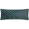Atmosphera - Coussin Velours Bleu Canard Motif Et Contour Or 35 X 75 Cm - Bleu Canard/doré