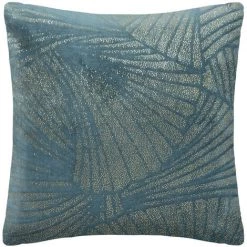 Atmosphera - Coussin Déhoussable Bleu Canard Motif Doré En Relief 40 X 40 Cm - Bleu Canard