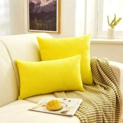 BRIDAY Lot De 2, Housse De Coussin Carré Décoratif En Chenille épaisse, Housses De Coussin, Taie D'oreiller, Décorations De Maison Pour Canapé-lit, Chaise, 40 X 40 Cm (jaune Citron) -France Coussin et housse de coussin Soldes Boutique 43987528 4