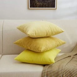 BRIDAY Lot De 2, Housse De Coussin Carré Décoratif En Chenille épaisse, Housses De Coussin, Taie D'oreiller, Décorations De Maison Pour Canapé-lit, Chaise, 40 X 40 Cm (jaune Citron) -France Coussin et housse de coussin Soldes Boutique 43987528 5