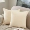 BRIDAY Lot De 2, Housse De Coussin Carrée Décorative En Lin, Housses De Coussin, Taie D'oreiller, Décorations De Décoration Pour Canapé-lit, Chaise 18x18 Pouces/45x45 Cm (crème)