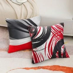 BRIDAY Lot De 4 Housses De Coussin 45 X 45 Cm Taie D'oreiller Décorative Abstraite Moderne Motif Rayé Housses De Coussin Canapé-lit Chaise Décor à La Maison Taie D'oreiller Carrée En Lin -France Coussin et housse de coussin Soldes Boutique 43987624 5