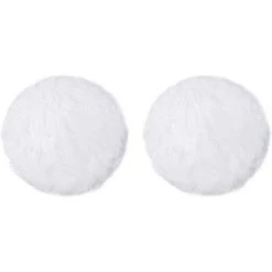 Coussin De Chaise Peluche Rond Pure Confortable Ins Style Tapis De Chaise Nappe Carpette Tapis De Pied Tapis Mouton Faux Fourrure 30cm Fontainebleau 2Pcs Blanc